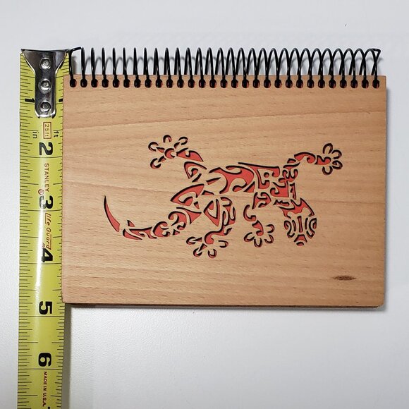 Unique Laser-Cut Wood Cover Spiral Notebook - Picture 6 of 6
